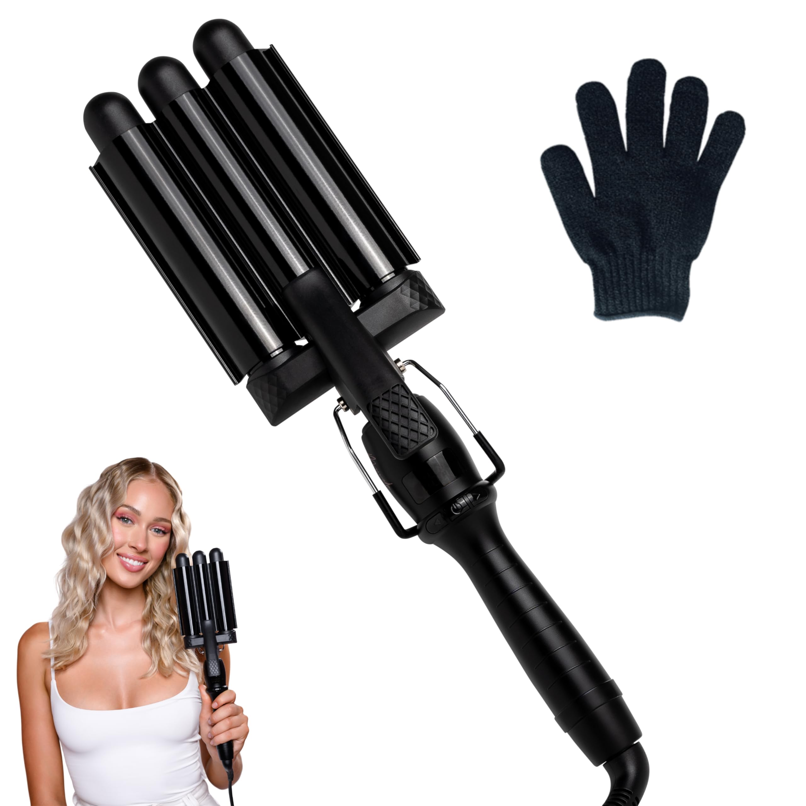Front. Live At Space - | 0.9" Cutie Pro Waver Three Curling Iron For Beach Waves - Black 1''.
