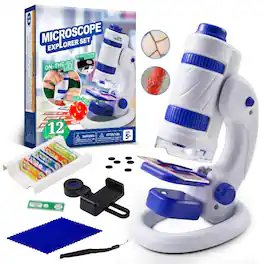 Joyfy - Microscope Set for Kids, Portable Microscope with 12 Specimen Slides, Educational Science Kit STEM Toys for Aged 5+