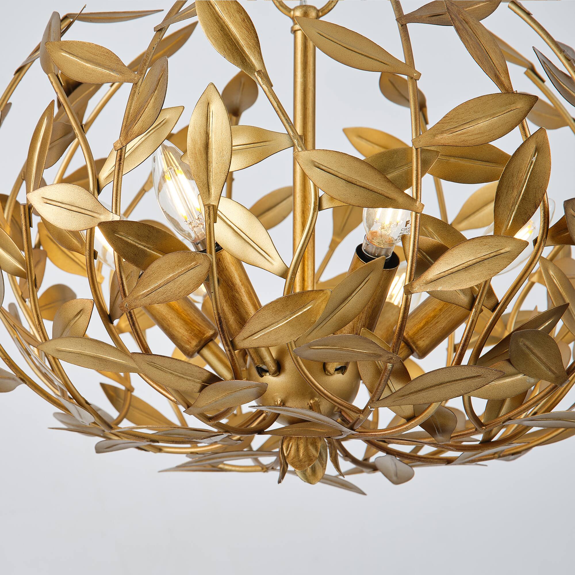 Alt View 7. Parrot Uncle - 20" Modern 6-Light Gold Chandelier with Leaf Metal Shade for Kitchen Island and Dining Room - Gold.