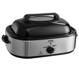 Forest'nSky - 22 Qt Electric Roaster Oven with Self-Basting Lid, 1450W, Fits 26 lb Turkey, Adjustable Temp for Baking - Silver