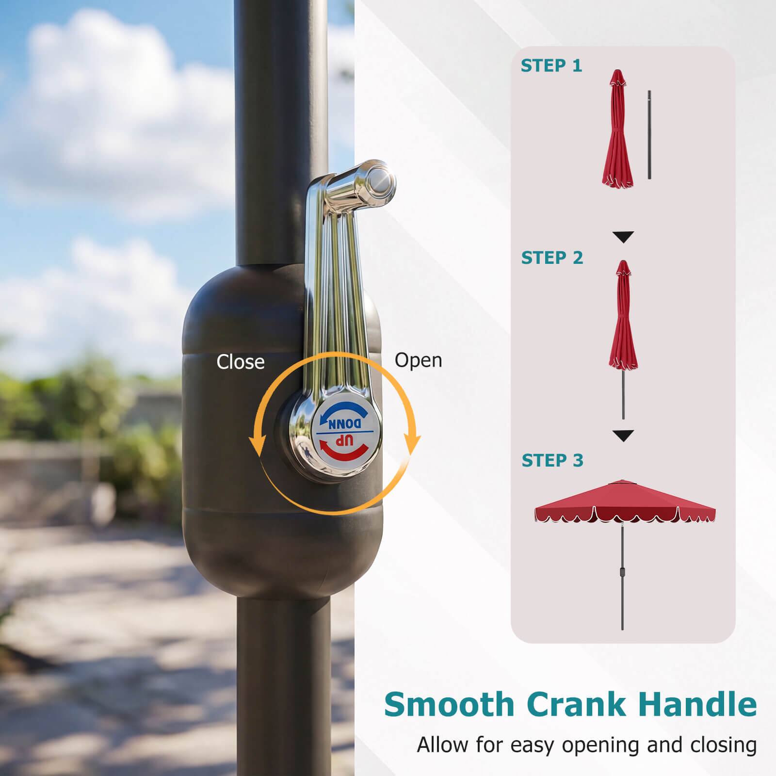 STEP 1  
STEP 2  
Close  
Open  
DONN UP  
STEP 3  
Smooth Crank Handle  
Allow for easy opening and closing