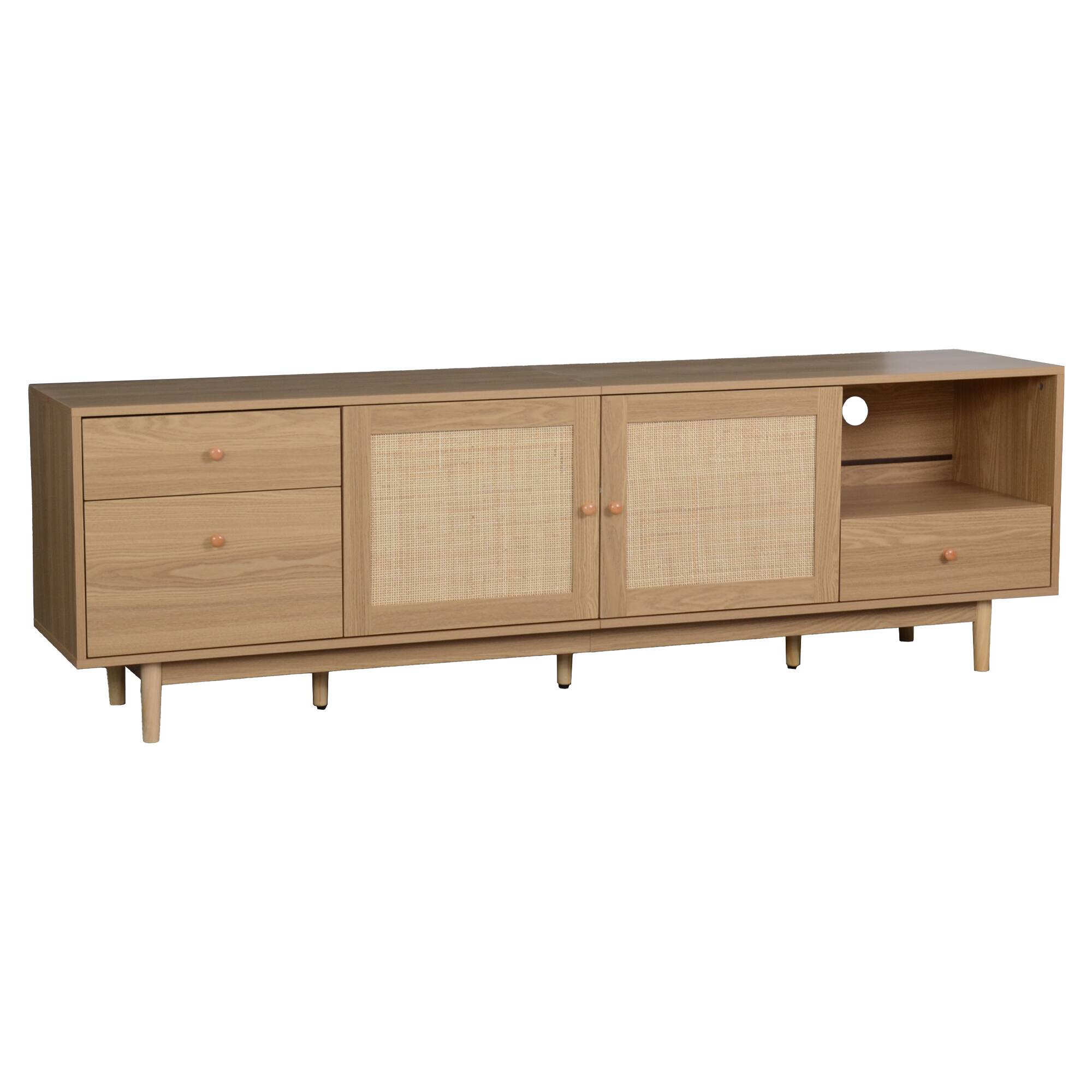 Alt View 6. Spaco - Spaco TV Stand for 65, 75, 85 Inch TV, Entertainment Center with Open Storage and Drawers, Modern Wood Media TV Console - Natural.