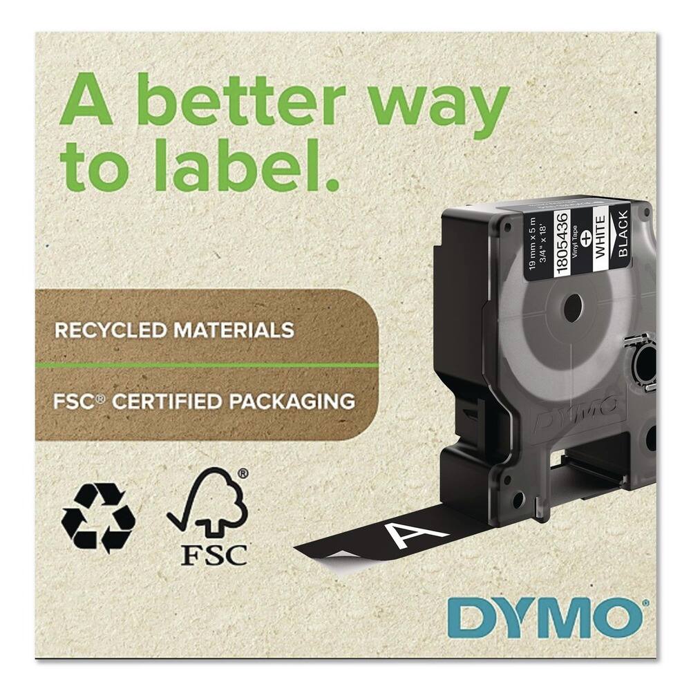 A better way to label.

RECYCLED MATERIALS

FSC® CERTIFIED PACKAGING

19 mm x 5 m

1805 x 18 mm

WHITE

BLACK

VinytTape

34 x 18

1805436

FSC

DYMO