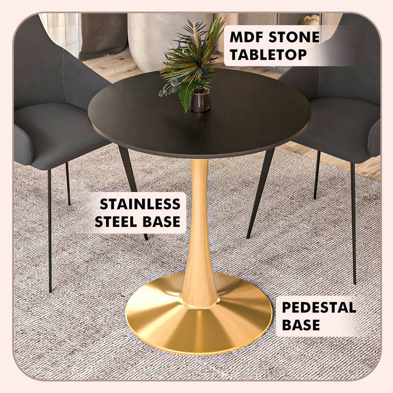 MDF Stone Tabletop  
Stainless Steel Base  
Pedestal Base