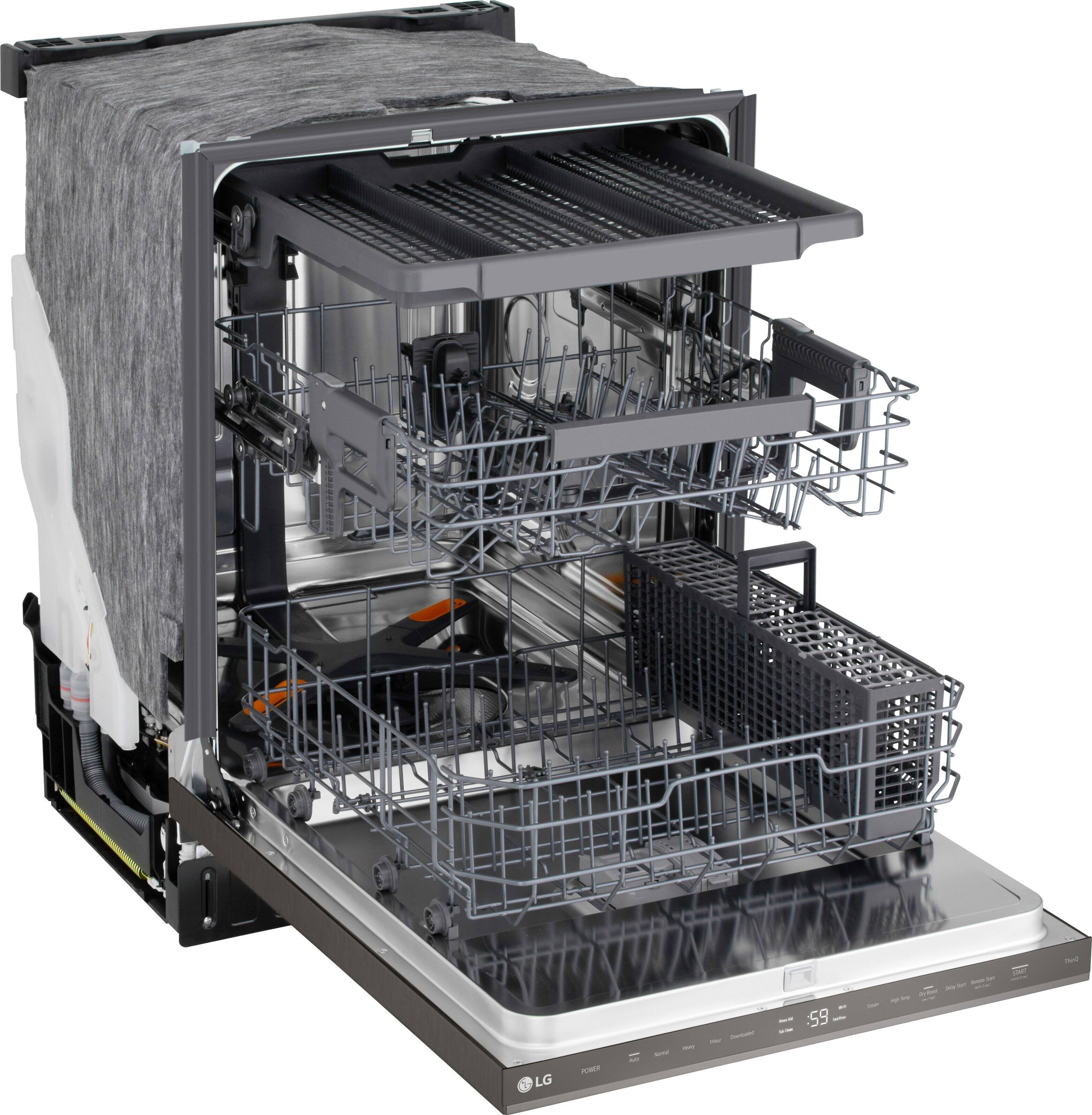 Alt View 10. LG - FlushFit 24" Top Control Smart Built-In Stainless Steel Tub Dishwasher with 3rd Rack, 1-Hour Wash & Dry Cycle and 46dBA - Black Stainless Steel.