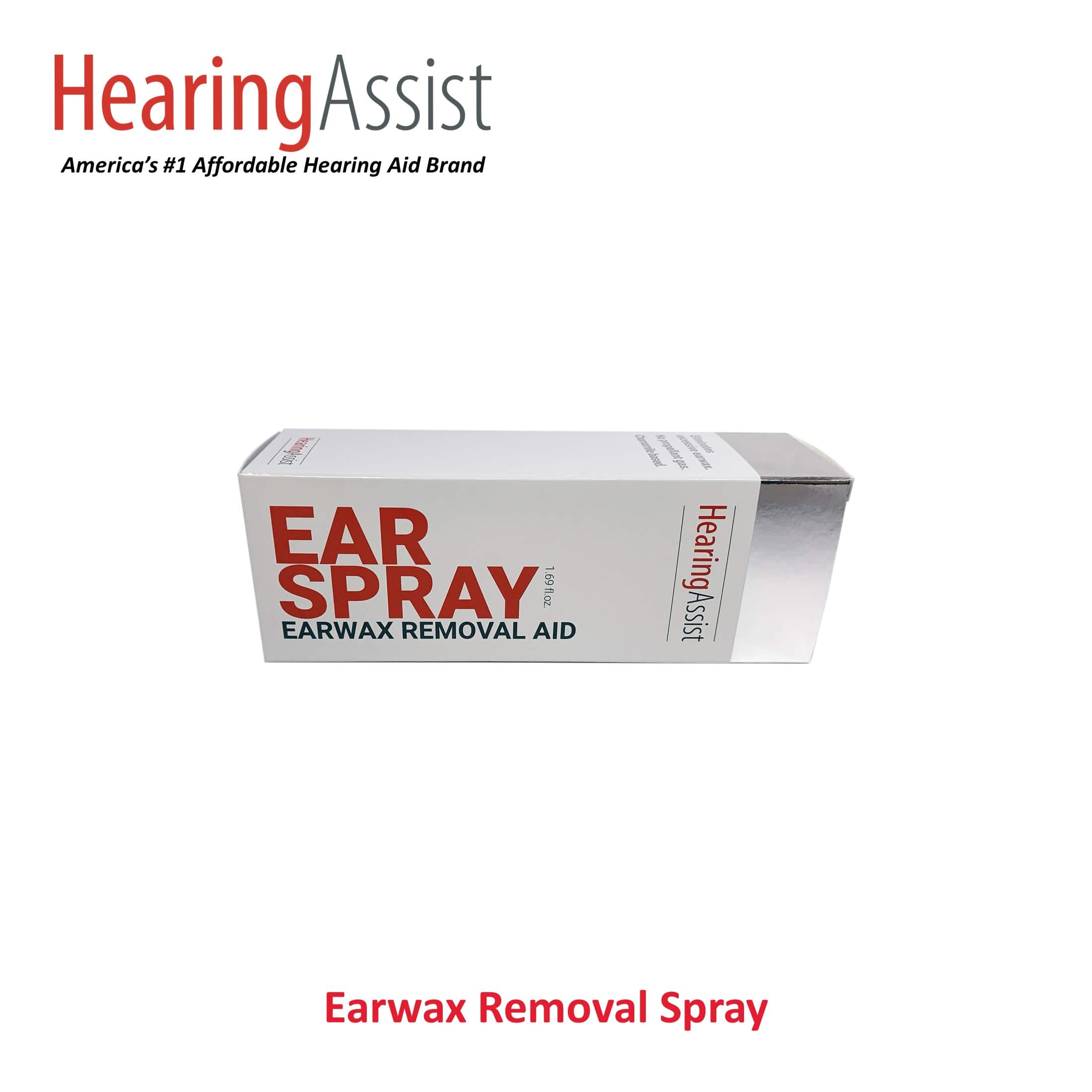Front. Hearing Assist - Earwax Removal Spray for Ears with Chamolile-Base & Ergonomic Nozzle, 1.69 fl oz - White.