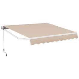 Costway - 10x8.2ft Patio Retractable Awning Heavy-Duty Aluminum Adjustable Shelter Outdoor - Beige