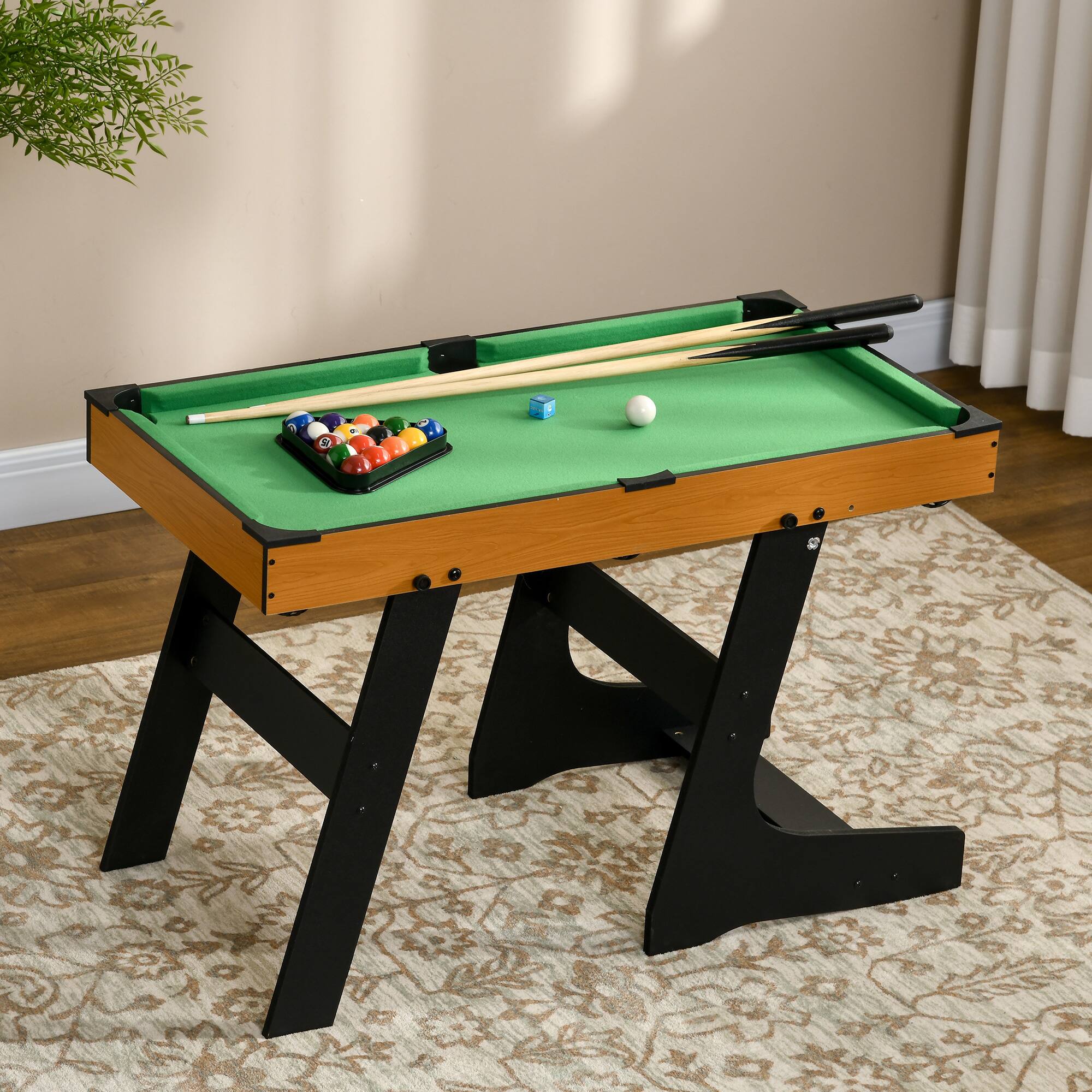 Alt View 1. Soozier - 38" Foldable Billiards Tabletop Game, Pool Table Set, Fun for the Whole Family with Easy Folding for Storage, Balls - Green.