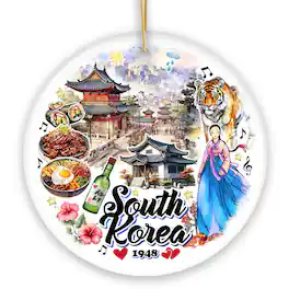 OrnamentallyYou - Artistic South Korea Landmarks and Heritage Christmas Ornament Cultural Korean Gift and Keepsake - Multi-colored