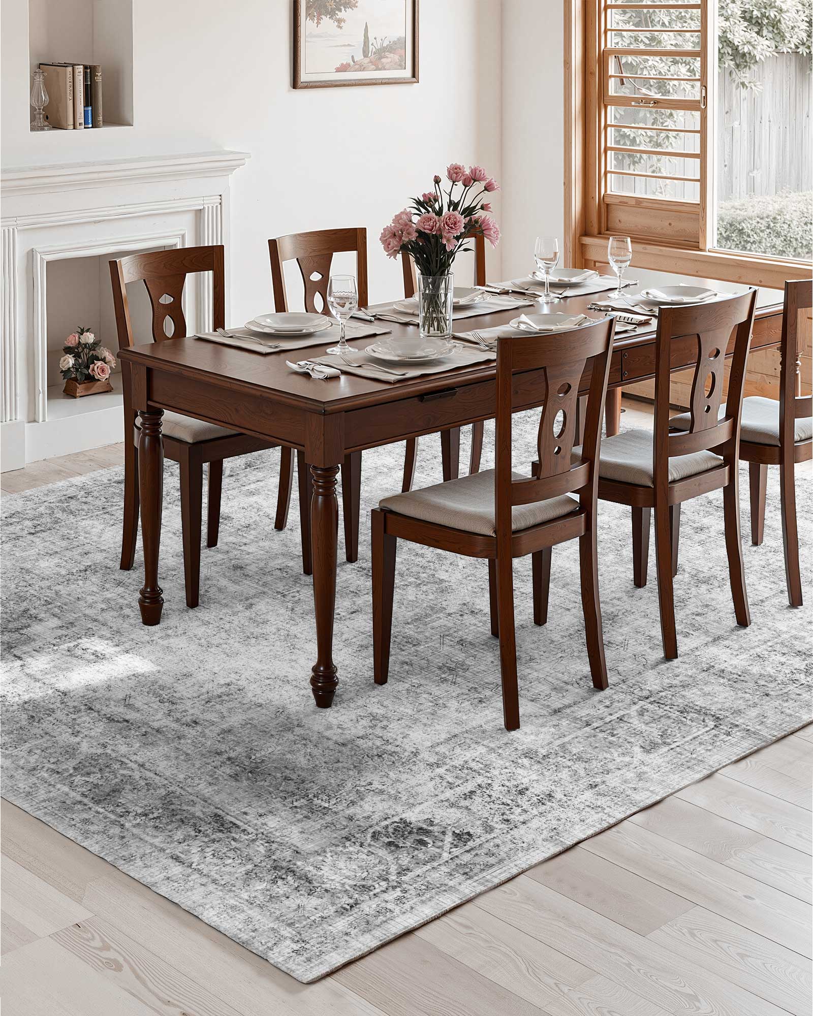 Alt View 1. VEVOR - Area Rug, 9 x 12 ft Large Washable Boho Rug, Non-Slip and Tear-Resistant Soft Carpet, Pet & Child Friendly Bohemian Rugs - Gray.