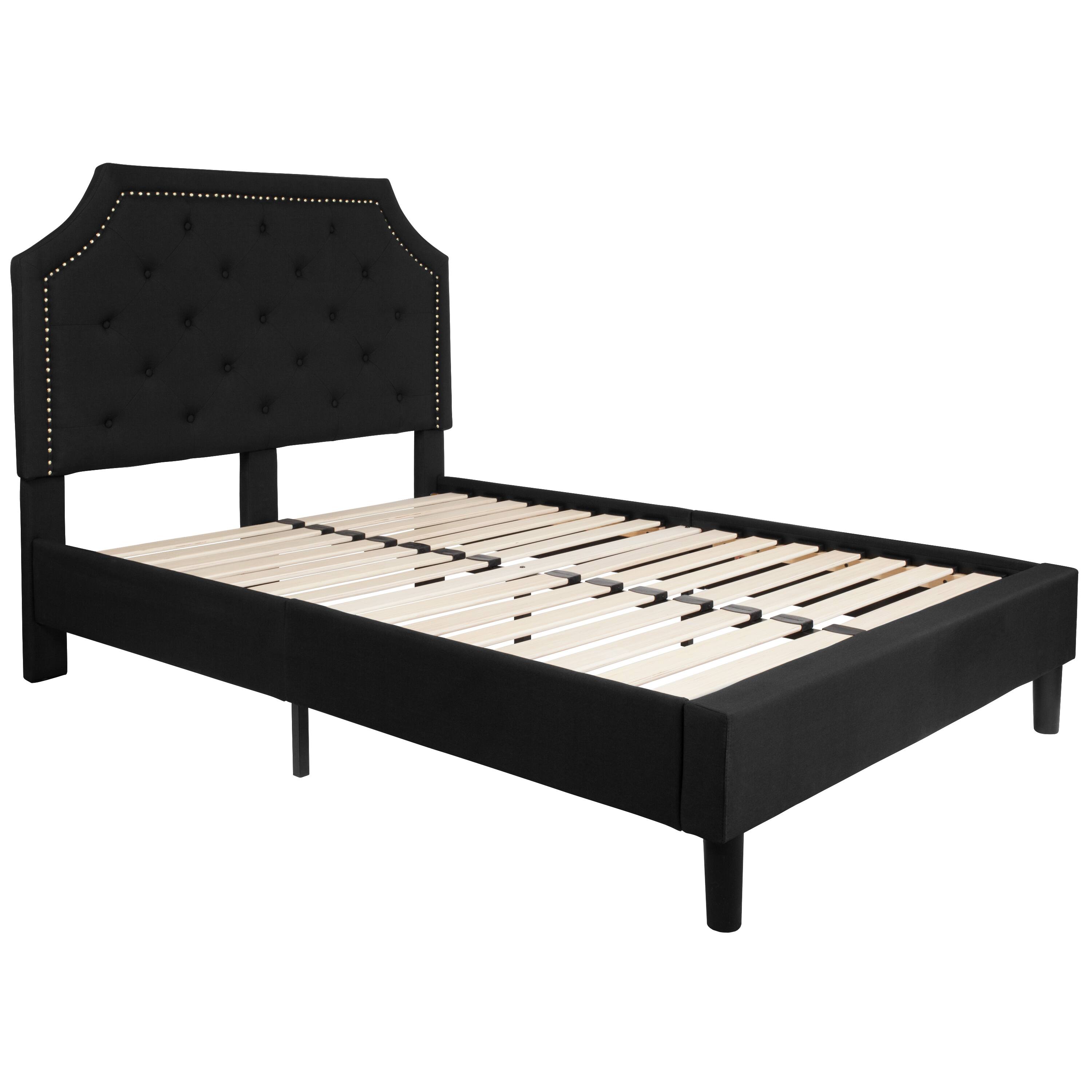 Alt View 1. Emma + Oliver - Arched Tufted Upholstered Platform Bed - Black.