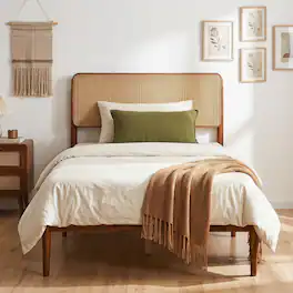 Costway - Wooden Bed Frame Twin Size with Wooden Slat Support, No Box Spring Needed - Brown