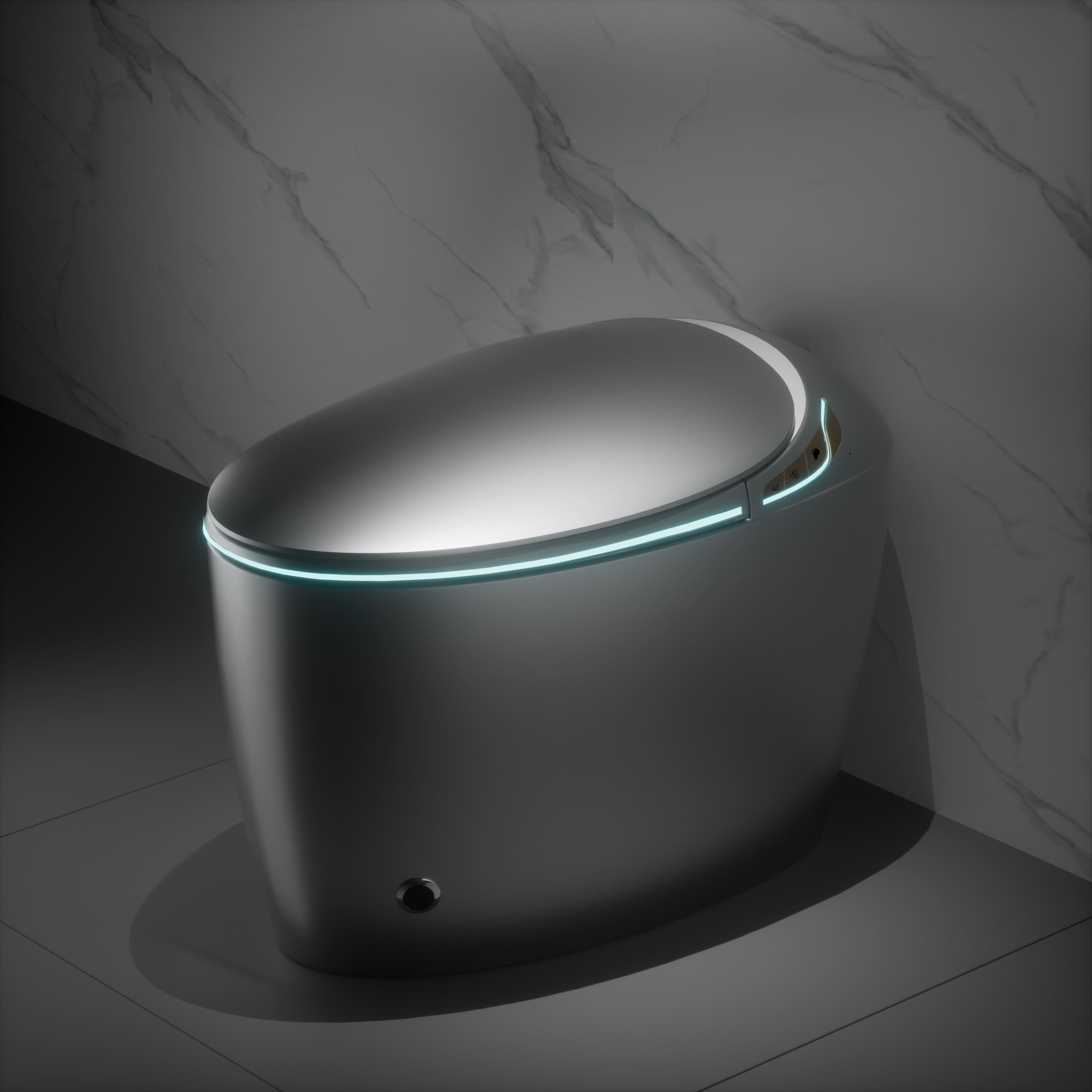 Tiramisubest - Unique Smart Toilet with Bidet Built In,Auto Open/Close Seat,Foot Sensor,LED Display,Night Light,Warm Water & Dryer,Grey - Gray