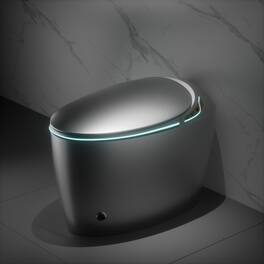 Tiramisubest - Unique Smart Toilet with Bidet Built In,Auto Open/Close Seat,Foot Sensor,LED Display,Night Light,Warm Water & Dryer,Grey - Gray