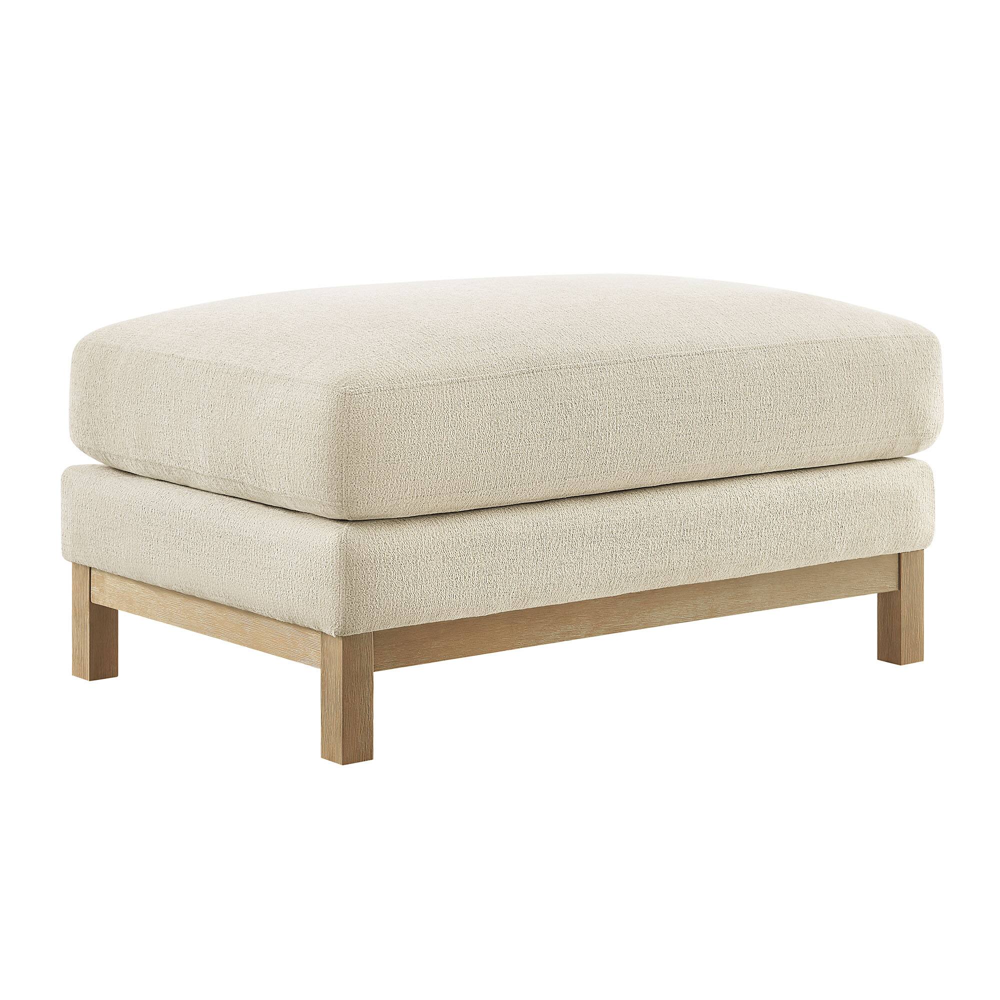 Angle. Modway - Roscoe Upholstered Ottoman - Ivory.