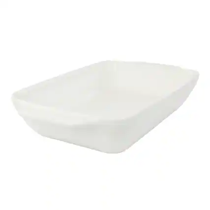 Front. Gibson - Gibson 4 Quart Rectangular Stoneware Baker in White Speckle - White Speckle.