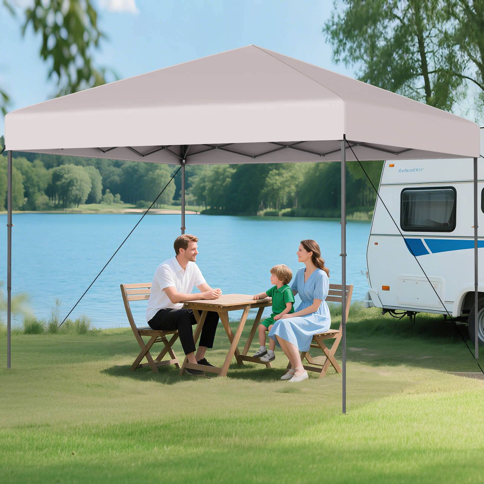 Alt View 4. Costway - Costway 10 X 10 FT Pop up Canopy Tent with Portable Carrying Bag 8 Stakes 4 Wind Ropes - Yellow.