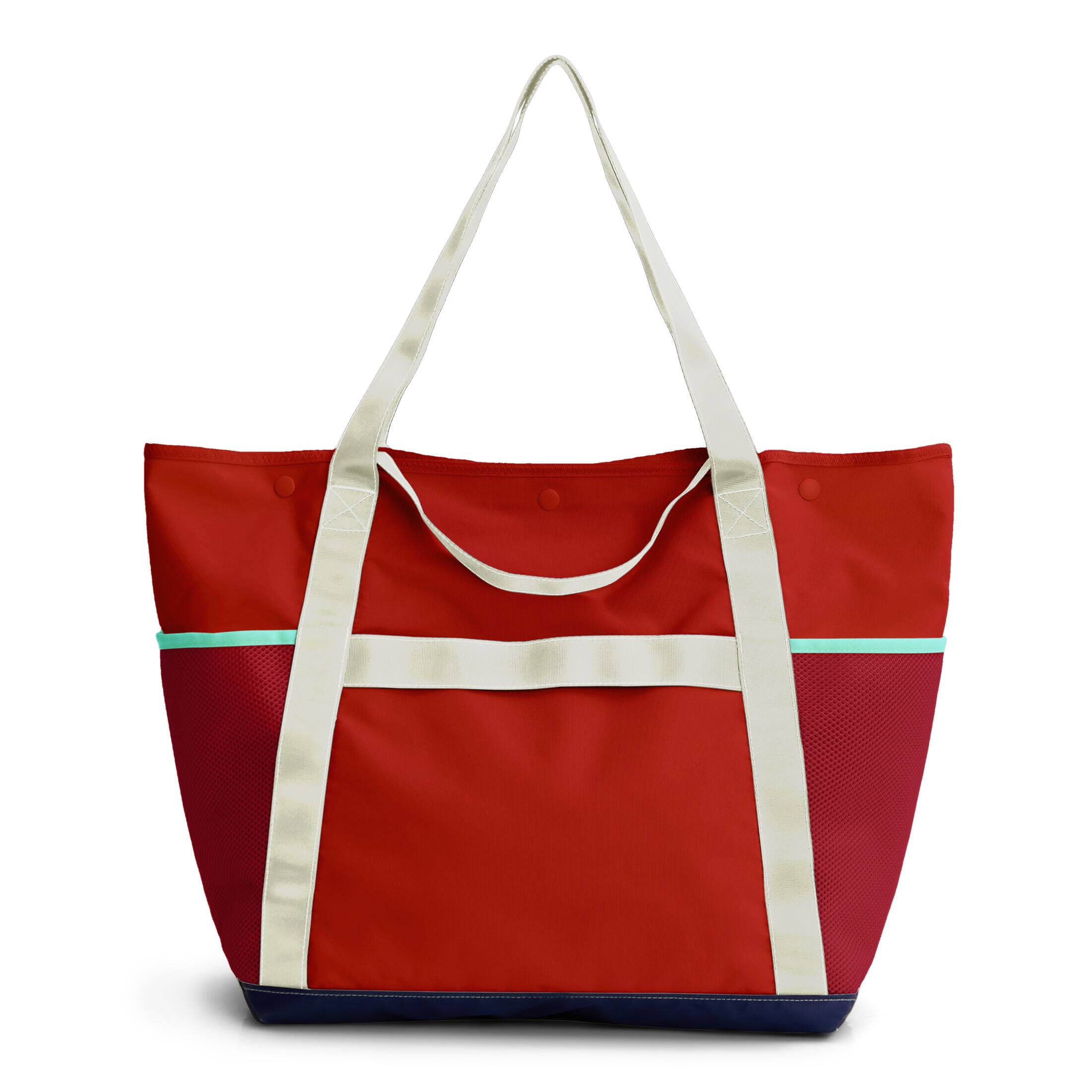 Back. Bagsmart - Coast 40L Beach Tote, Lightweight Water-Repellent Tote for Beach, Travel & Everyday Use - Vermilion.