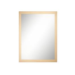 Boyel Living - 32 in W x 24 in L Dark Wood Grain Rectangular Slanted Edge Aluminum Framed Wall Bathroom Vanity Mirror