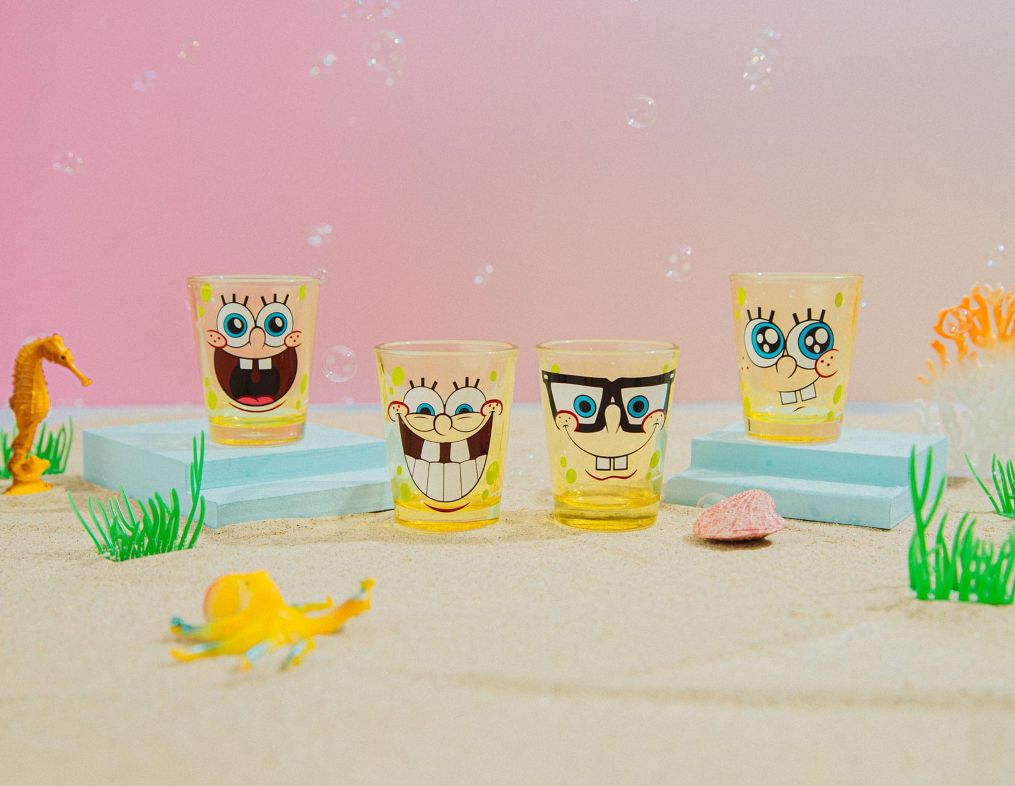 Alt View 10. Silver Buffalo - Nickelodeon SpongeBob Faces 2-Ounce Mini Glasses | Set of 4 - Yellow.