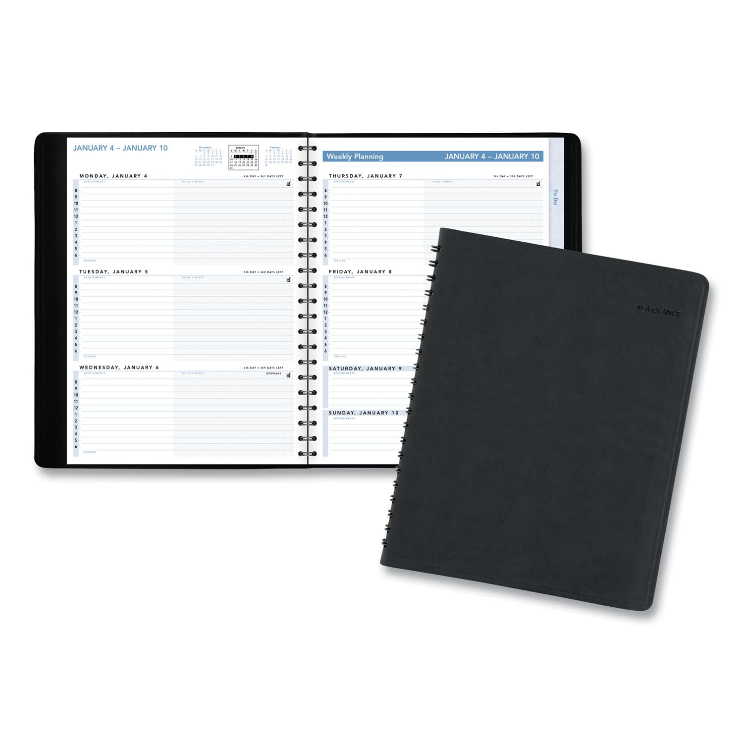 AT-A-GLANCE - REMOVE - The Action Planner Weekly Appointment Book 11 x 8 Black Cover 12 Month Jan to Dec 2026