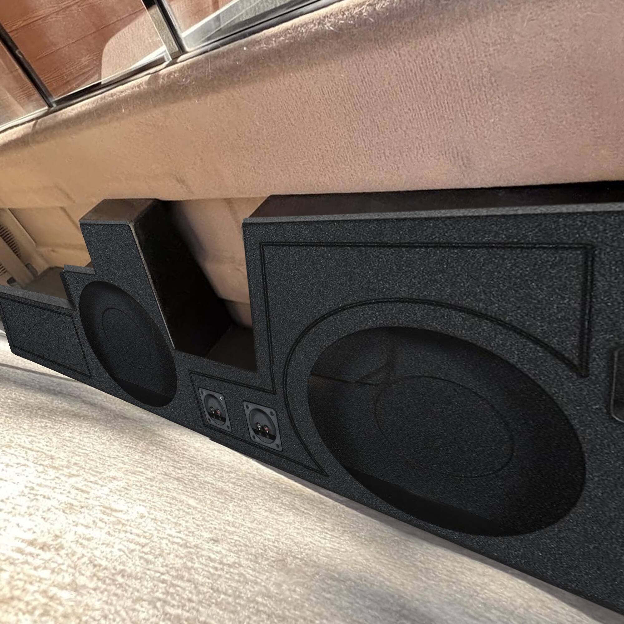 Alt View 7. QPower - Q Power Dual 12" Ported Sub Enclosure for Ford F-250, F-350 Super Duty 2000-2016 - Charcoal Gray.