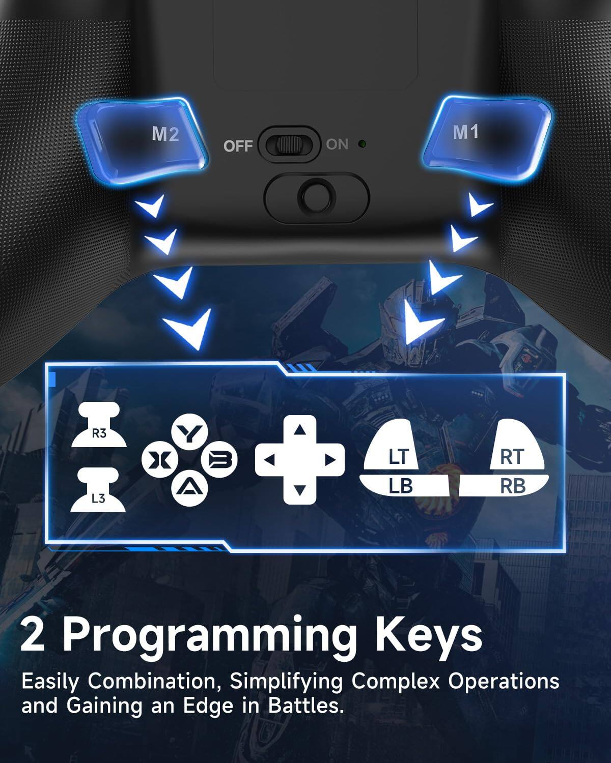 M2 OFF ON M1

2 Programming Keys

Easily Combination, Simplifying Complex Operations and Gaining an Edge in Battles.