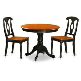East West Furniture - Black 3 Pc Dining room setwith 2 Wood Chairs - Black & Cherry