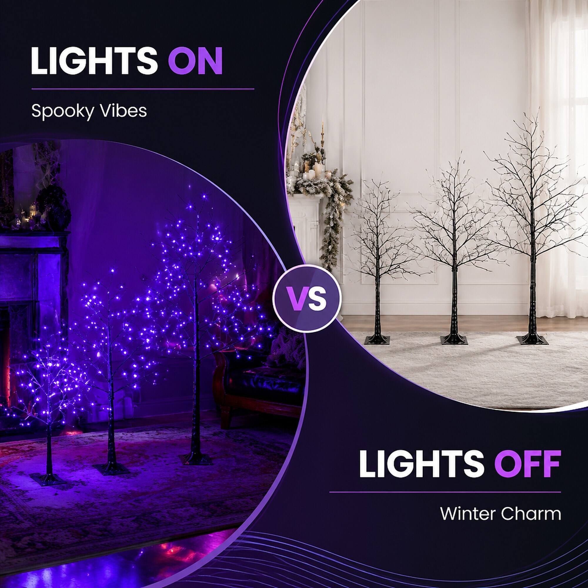 LIGHTS ON  
Spooky Vibes  
VS  
LIGHTS OFF  
Winter Charm
