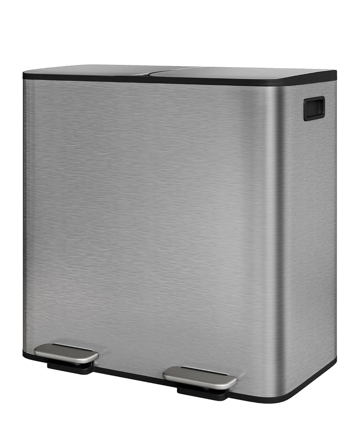 Front. Acekool - 2x10.6 Gal Stainless Steel Dual Trash Can with Step-On Pedal, Slow Drop Lid & Removable Buckets, Gray - Gray.