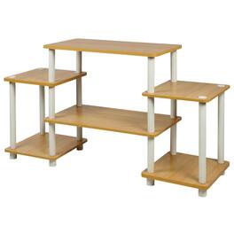 FurniFact - Beech and White No Tools Entertainment Center with Modern Design - Beech/White