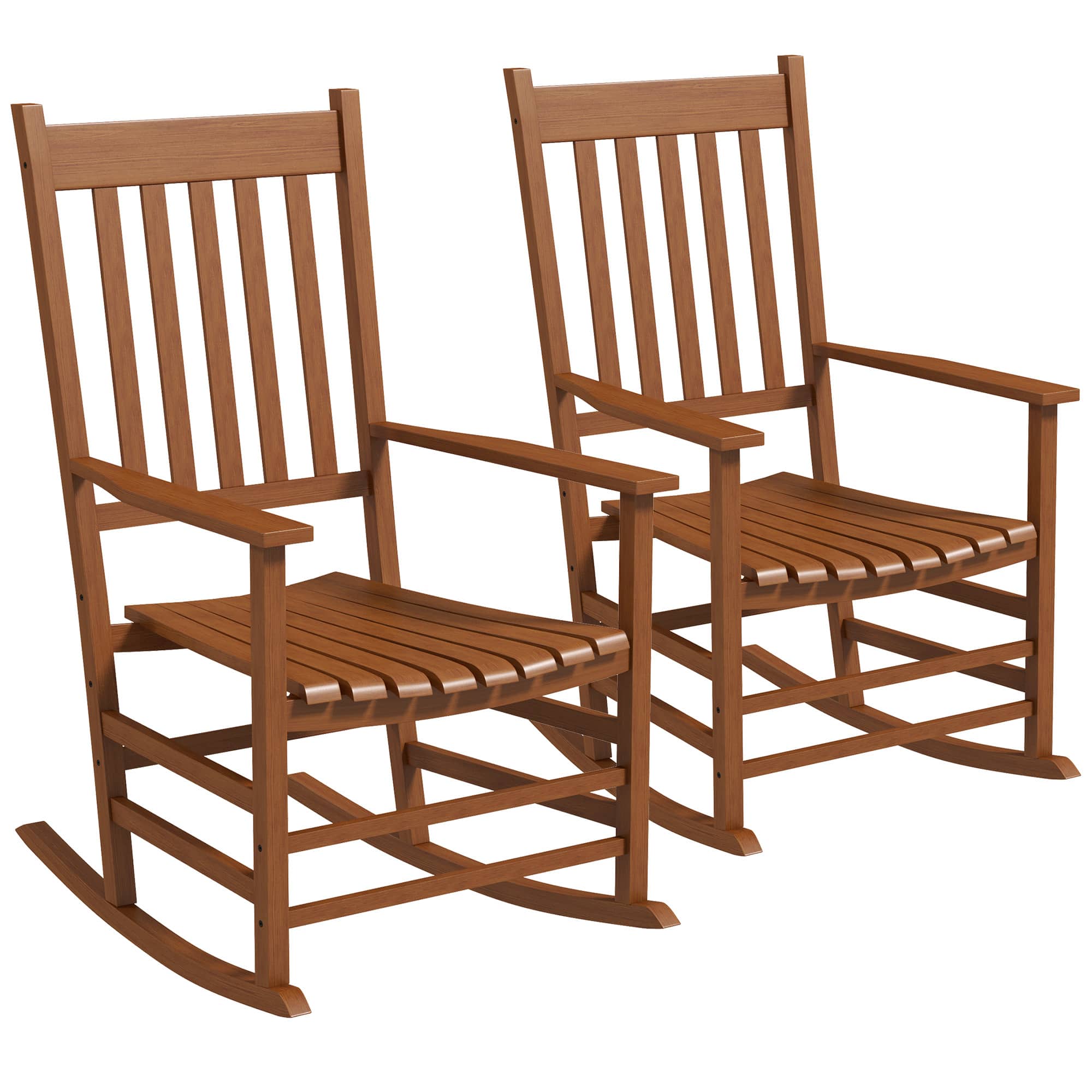 Outsunny - Outdoor Rocking Chair Set of 2, Patio Rocking Chair with Smooth Curves, High Density Wooden Rockers - Teak price history on PriceWatchPro