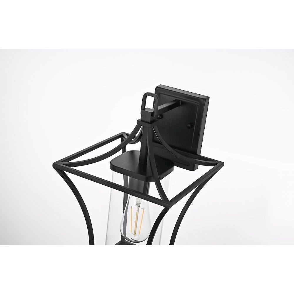 Alt View 3. Elegant Lighting - Belgrade 9.5 Inch Outdoor Wall Sconce In Black - Black.