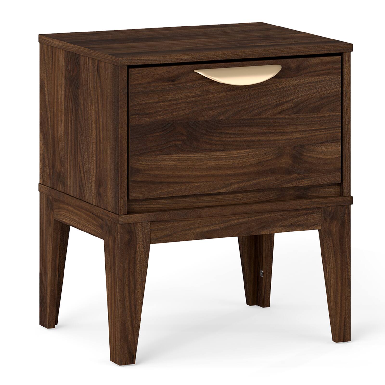 Alt View 7. Gymax - Gymax Nightstand w/ Storage Mid Century Modern Bedside Table w/ Drawer Walnut - Brown.
