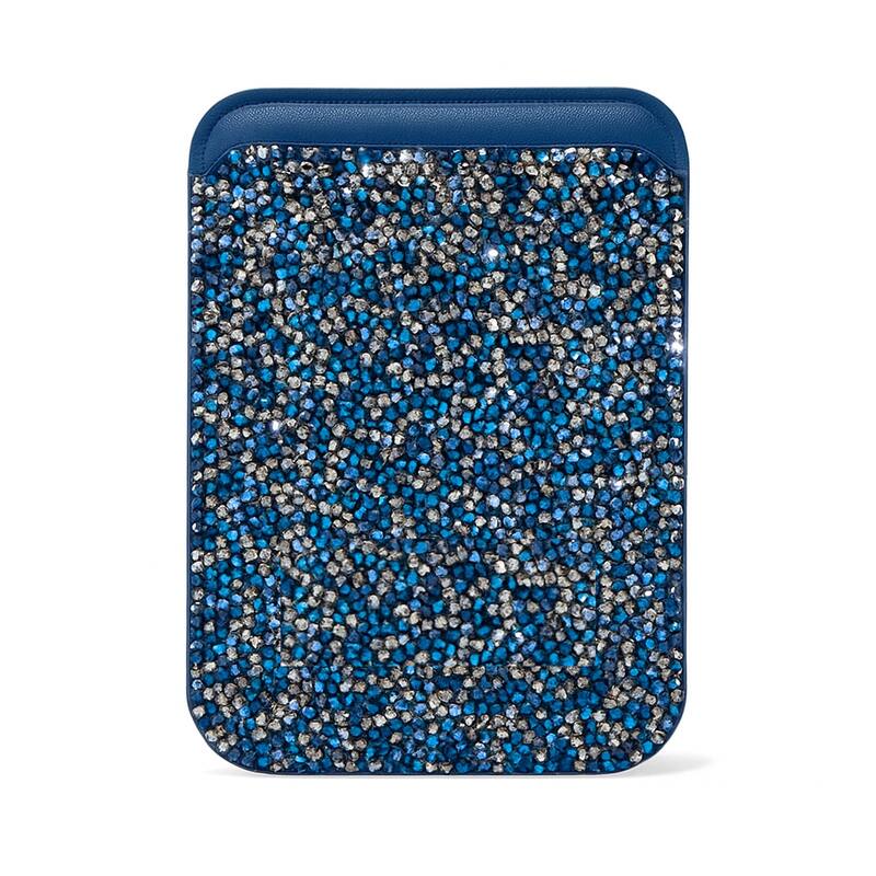 Entronix - Rhinestone Magnetic Wallet Attachment for MagSafe & Magnetic Phone Cases – Glitter Card Holder Accessory - Blue