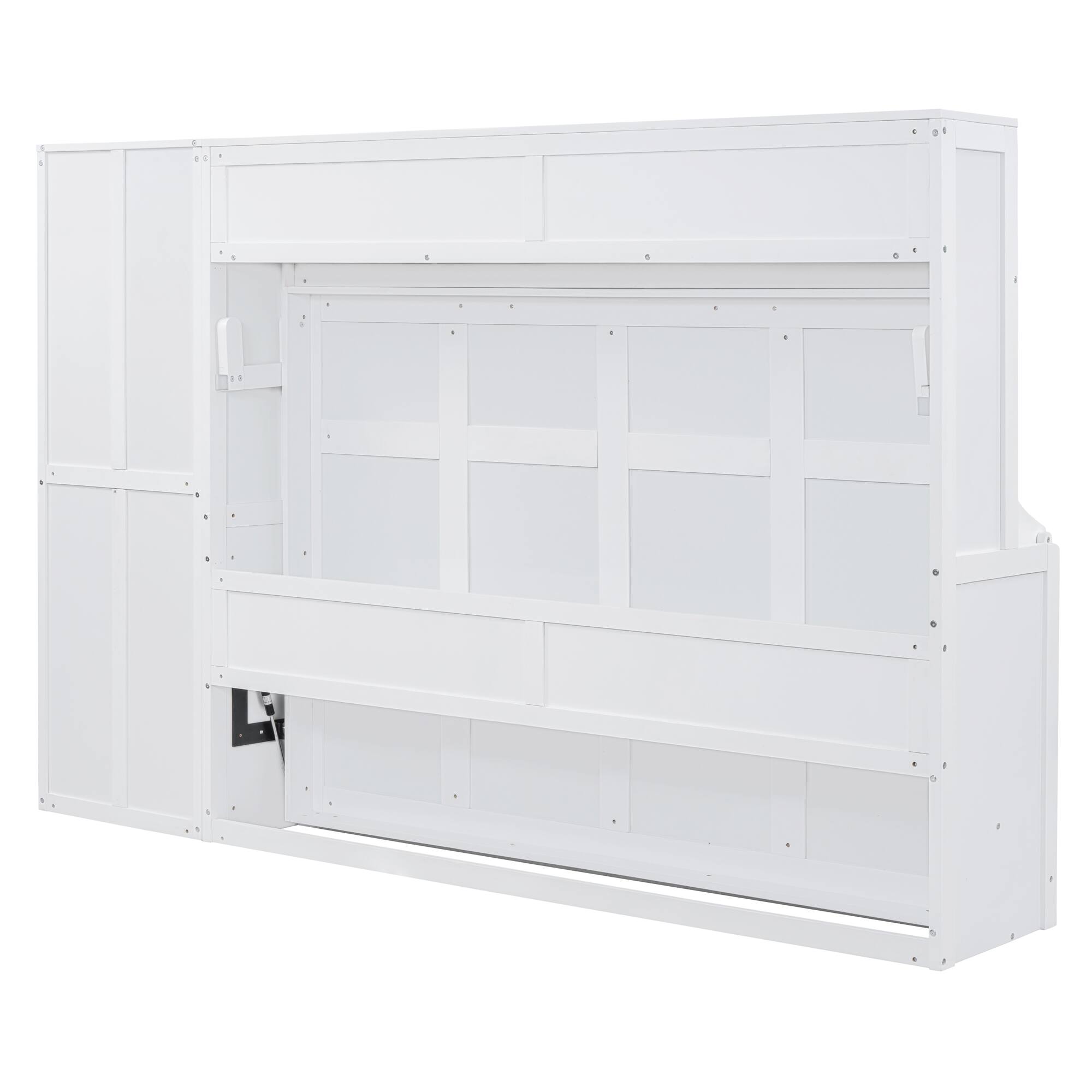 Alt View 6. Tiramisubest - Full Size White Murphy Bed Wall Bed with Closet & Drawers, MDF+LVL, 108x58x72", 292 lbs - White.