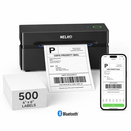 NELKO u OSTAA - PITNET SRES P CMERLIAL BAE nERO USPS PRIORITY MAIL 15-28 Buddyes Departmment Noelko 123 Tehunlogy Drive Ailanta. DA 30324 SHIP TO: Customer 456 Cak Averium San Dhepo. 0A 92101 USPS TRACKING . Lates a 1 - 2 P : - - - USPS PRIORITY MAIL I - : - - - - - - - 1 | - - - - I -- 3450 7890 12 1234 5678 9012 USPS n - 500 4" x 6" LABELS for your business! Thank you - . -. ... - - -. Thars i - 1 Sinss - - I - - Sere : Bluetooth