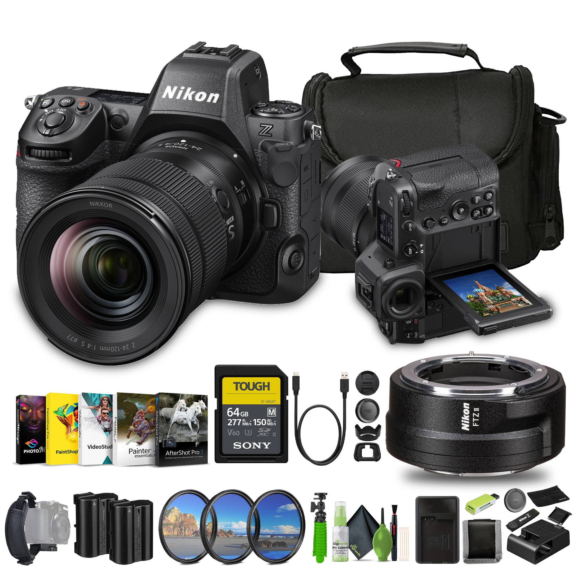 Nikon Z7 II with NIKKOR 24-120mm f/4 S Lens  
- VideoStudio  
- PaintShop Pro  
- AfterShot Pro  
- 64GB TOUGH SD Card (SONY)  
- Nikon FTZ Adapter  
- Various accessories including cleaning tools, batteries, and more