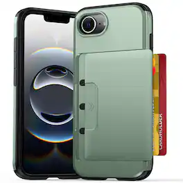 UUCOVER - Wallet Back Case for iPhone 17e /iPhone 16e,Shockproof TPU + PC Protective Cover with Hidden Credit Card Holder Case - Armygreen