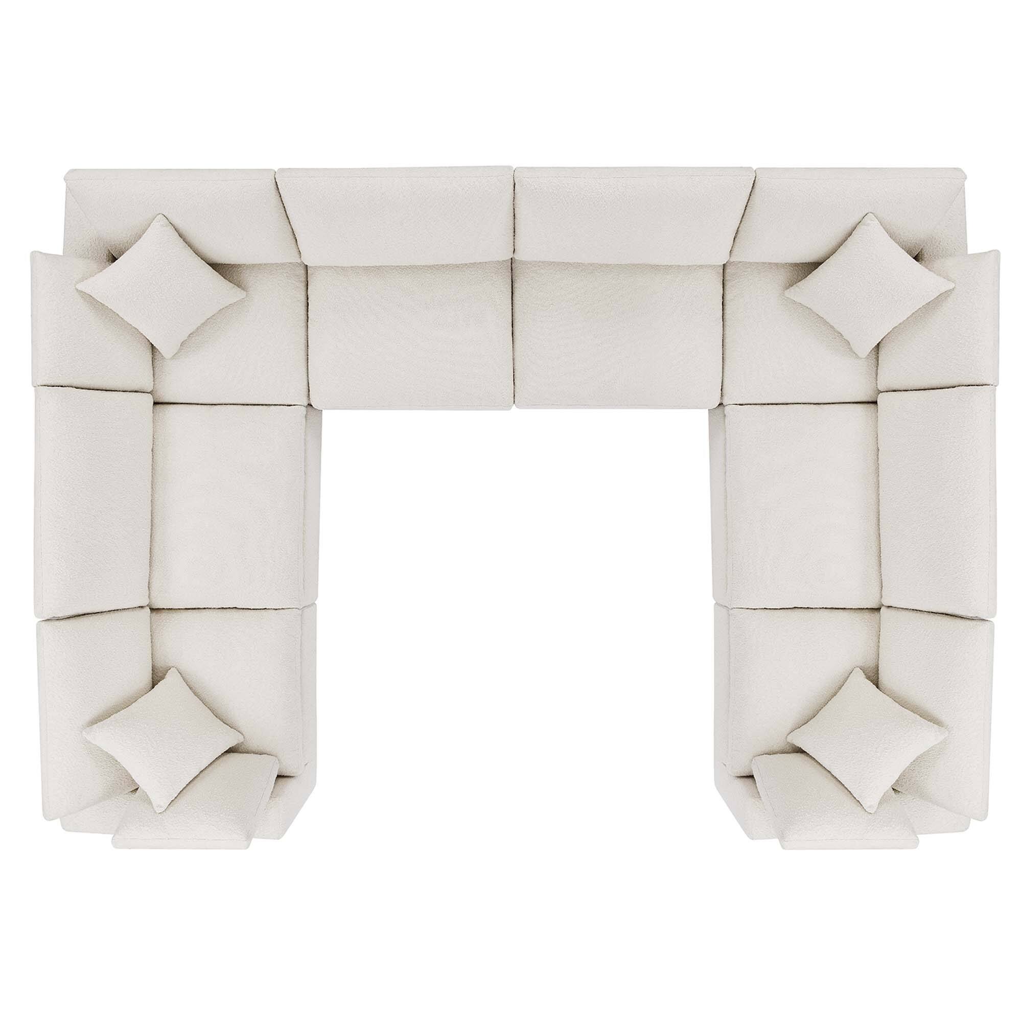 Left. Modway - Commix 8-Piece Down Filled Overstuffed Boucle Fabric Sectional Sofa by Modway - White.