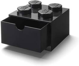 Room Copenhagen - LEGO Desk Drawer 4 Knobs Stackable Storage Box - Black