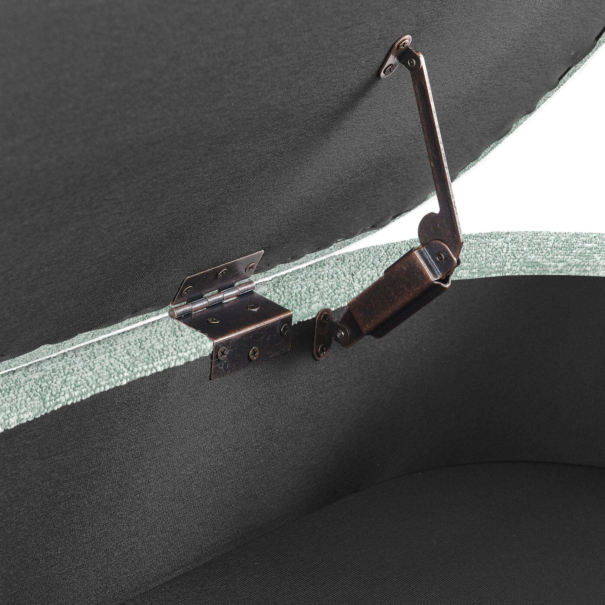 Alt View 5. GOODSILO - Elegant Fabric Storage Ottoman Bench with Wooden Legs for Living Room or Bedroom Footrest and Seating - Cyan.