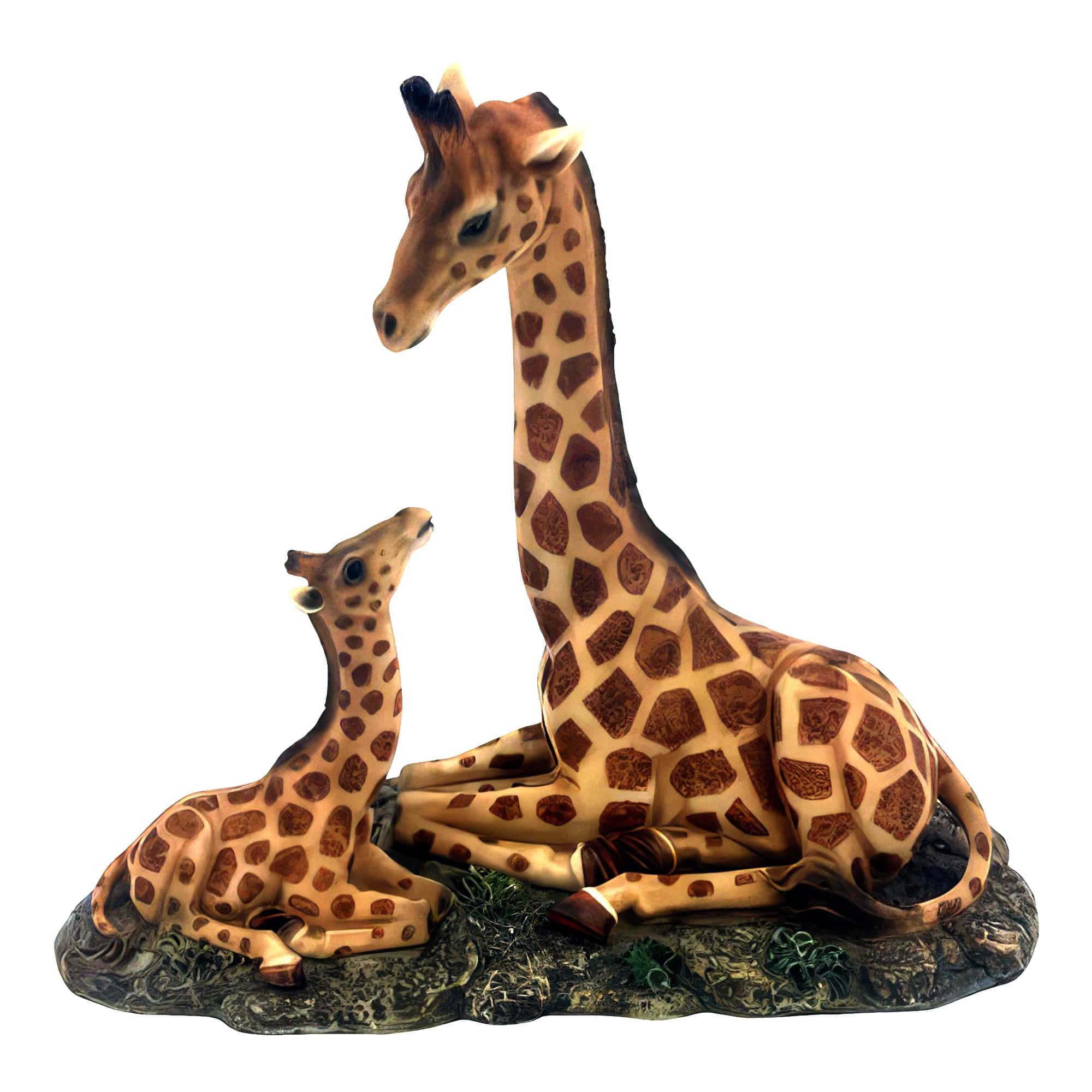 FC Design - 9.5"W Giraffe with Cub Sitting Figurine Statue Office Desk Tabletop Home Decor Gift - Multi-Color
