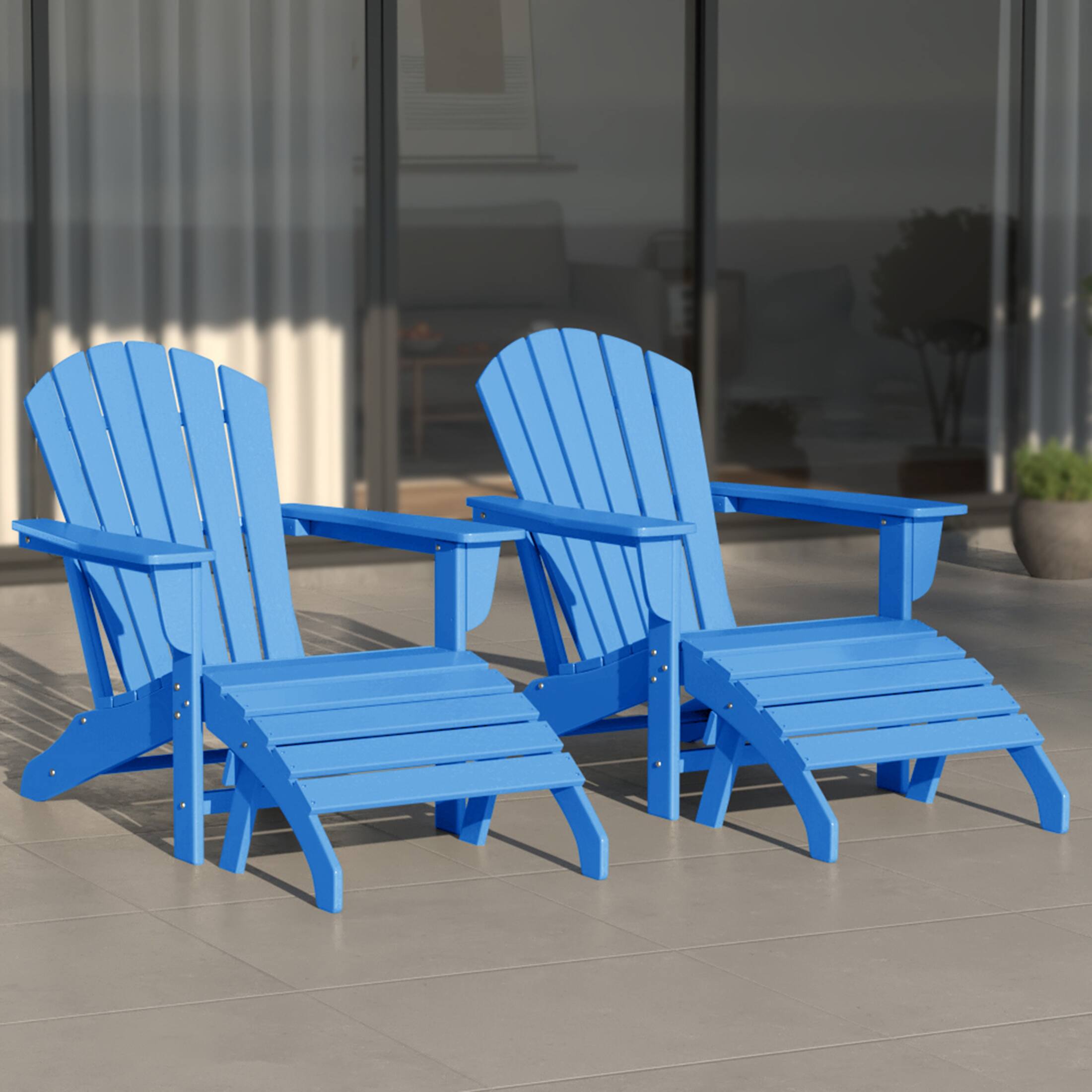 Angle. WestinTrends - WestinTrends Dylan Outdoor Adirondack Chair With Ottoman 4-Piece Set - Pacific Blue.