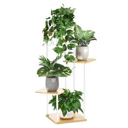 Unique Bargains - 4 Tier Plant Stand Indoor Outdoor, Wood Metal Corner Shelf, Multiple Flower Pot Rack Shelves, Planter Display Organizer - Whiite