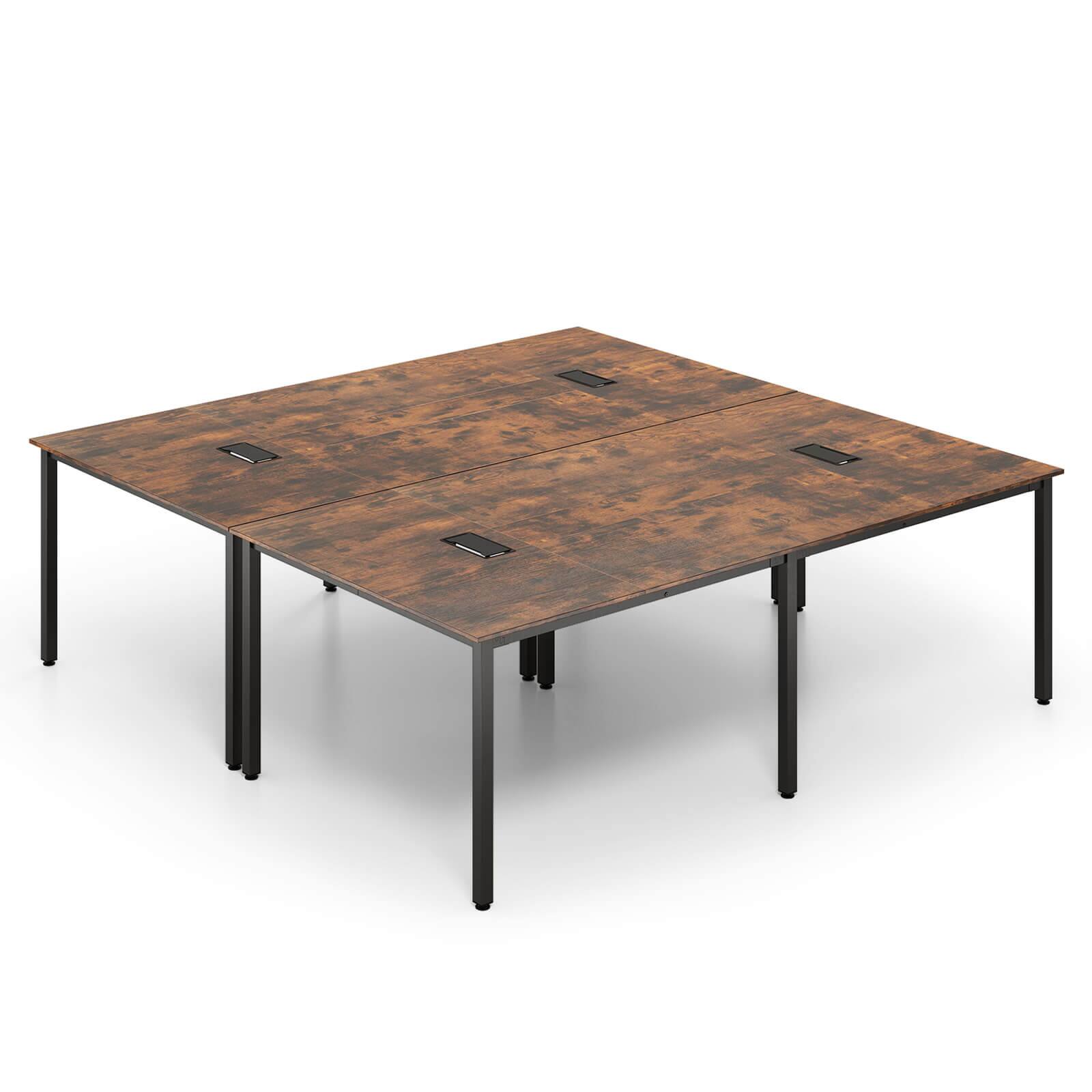 Alt View 7. Costway - Costway 2 PCS 95" x 48" Large Meeting Table Seats up to 10 People 2 Cable Grommets for Office - Brown.