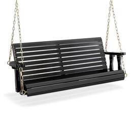 Winado - 4 FT Patio Wooden Porch Swing, Heavy Duty 880 LBS Swing Chair Bench, with Hanging Chains for Outdoor Courtyard Garden - Black