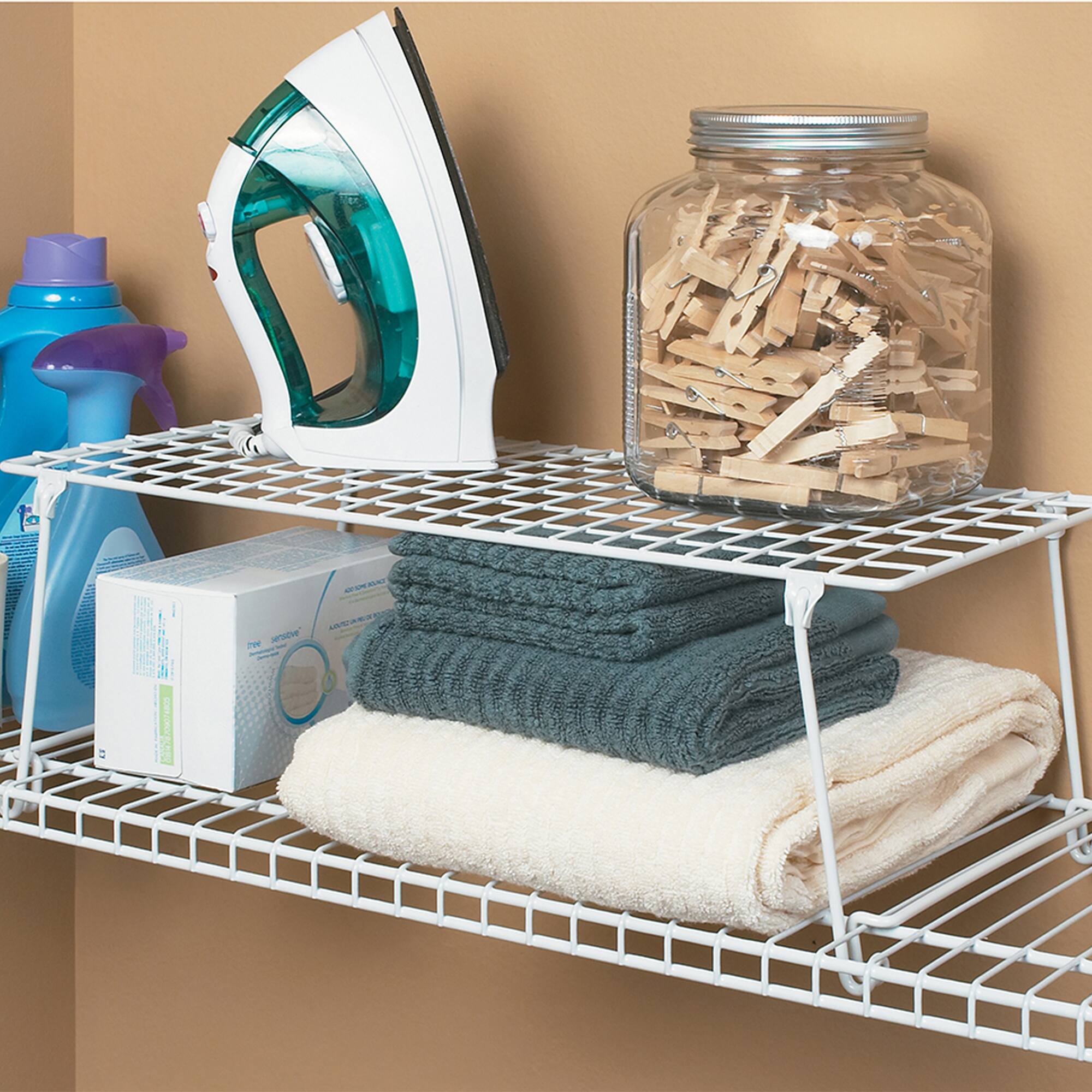 Alt View 2. ClosetMaid - ClosetMaid Stack & Hang 21.5x10.75x7.87'' Stainless Steel Wire Shelf Unit, White - White.