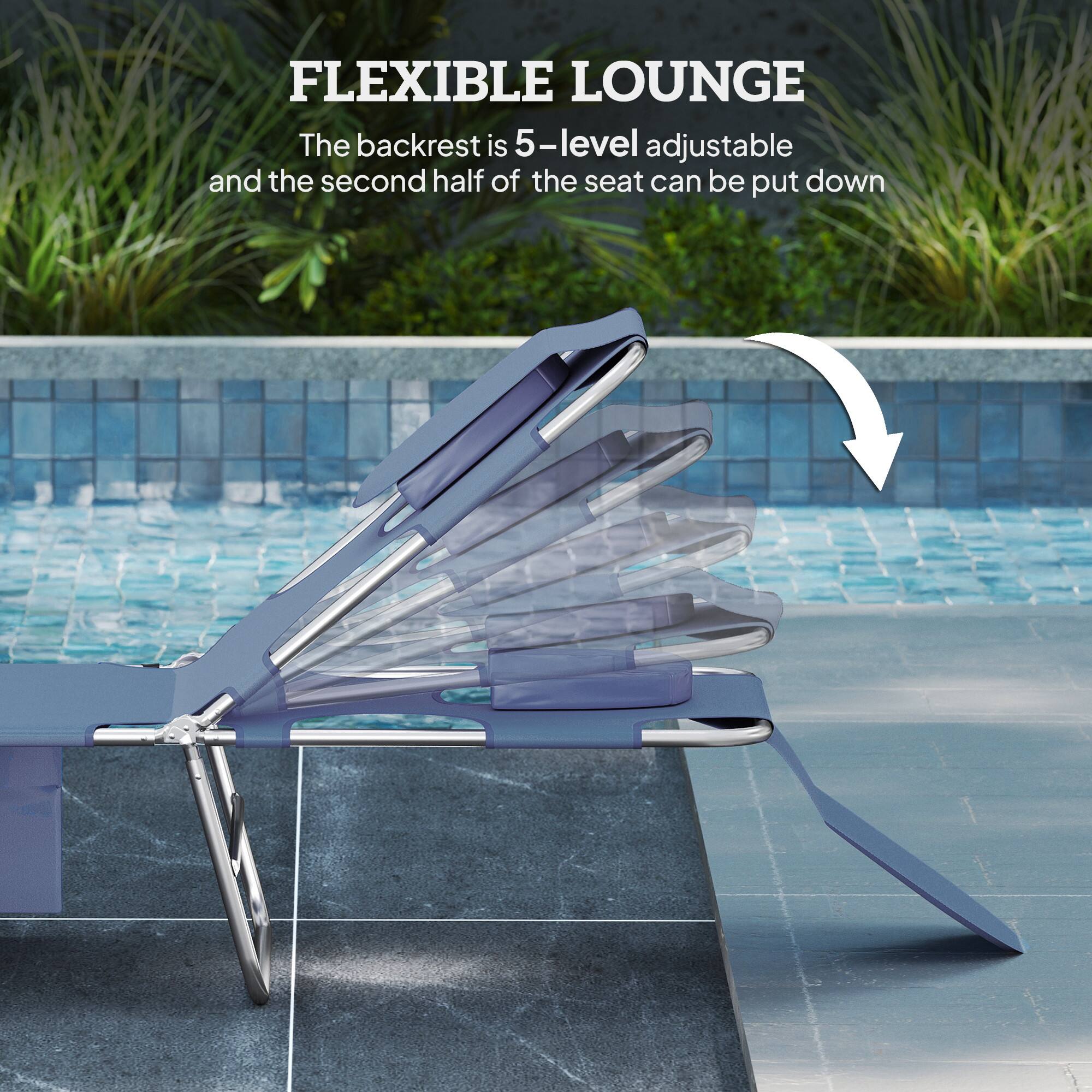 FLEXIBLE LOUNGE  
The backrest is 5-level adjustable and the second half of the seat can be put down