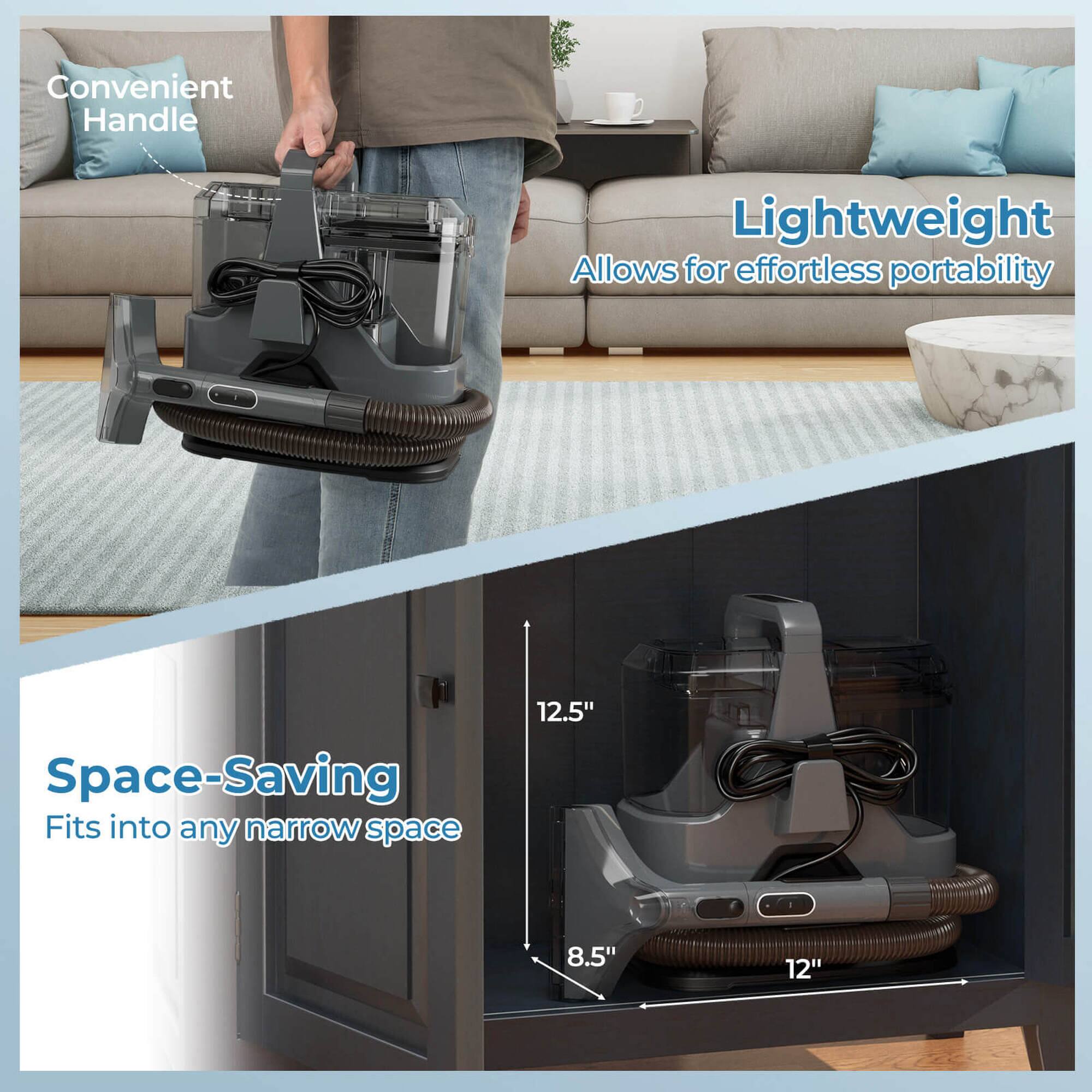 Convenient Handle  
Lightweight  
Allows for effortless portability  

Space-Saving  
Fits into any narrow space  

Dimensions:  
12.5" x 8.5" x 12"